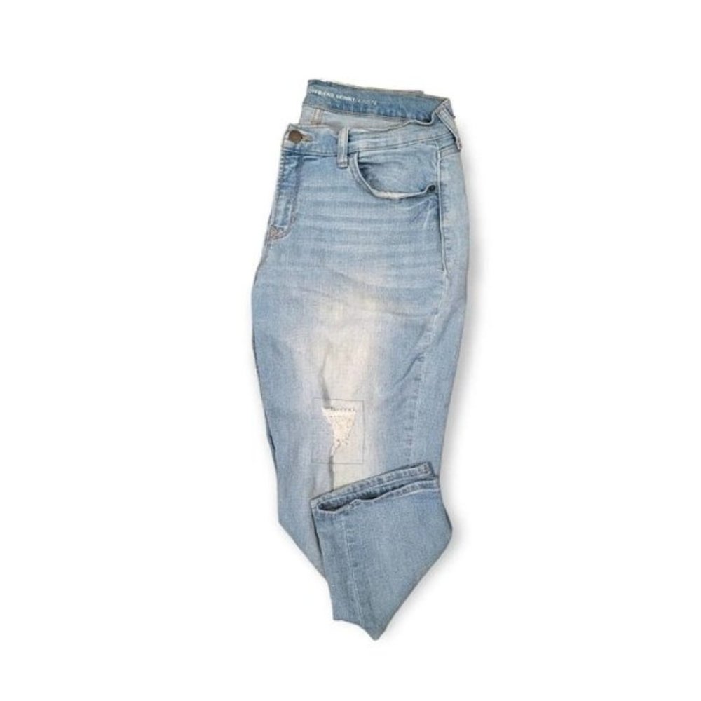 Old Navy Women's Light Blue Boyfriend Skinny Distressed Denim Jeans Size 10